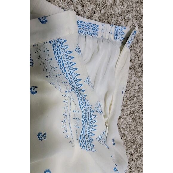 Ba&sh Lady Skirt Women Sz M Londer Midi Ecru Blue Folklore Block Print Bash EUC - Picture 9 of 15